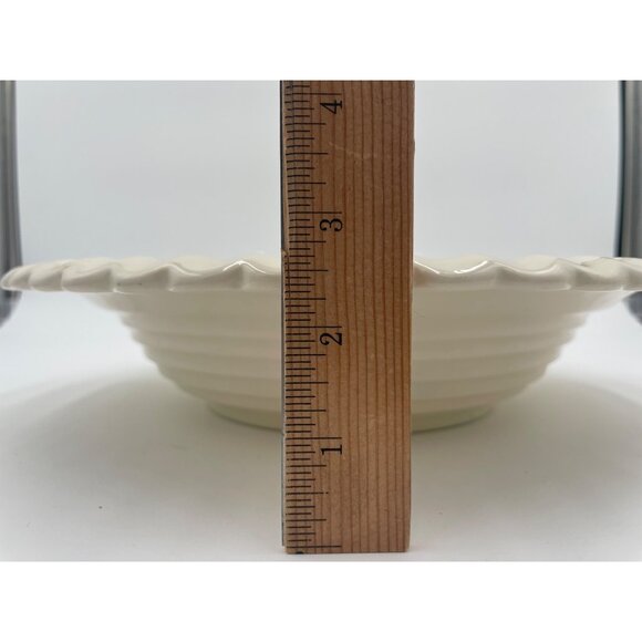 Vintage Red Wing Pottery Hand-Painted Fruit Design Scalloped Edge Bowl 12” - Picture 6 of 6